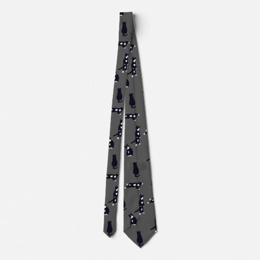 Tuxedo Cat Tie – Cute Black & White Cat Pattern on ネクタイ (裏面)