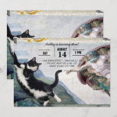 Tuxedo Cat Touching the Divine Paw 招待状 (正面/裏面)