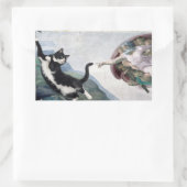 Tuxedo Cat Touching the Divine Paw                 長方形シール (バッグ)