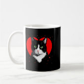 Tuxedo Cat Valentine Heart For Kitten And Animal L コーヒーマグカップ (左)