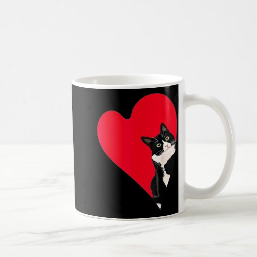Tuxedo Cat Valentine Heart For Kitten And Animal L コーヒーマグカップ (右)