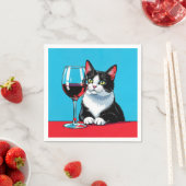 Tuxedo Cat With Glass of Red Wine スタンダードカクテルナプキン (インサイチュ)