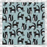 Tuxedo Cats ポスター<br><div class="desc">Lota of lovely black and white tuxedo cats going about their business. A fun pattern on a mid blue background, perfect for animal and pet lovers.</div>