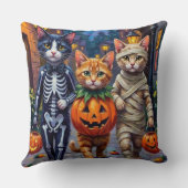 Tuxedo Cats Trick-or-Treating in Halloween Costume クッション (裏面)
