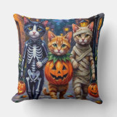 Tuxedo Cats Trick-or-Treating in Halloween Costume クッション (正面)