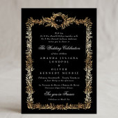 tuxedo gold botanical frame monogram wedding 招待状