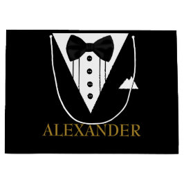 Tuxedo Groomsmanパーソナライズされたさん結婚に感謝 ラージペーパーバッグ