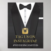 Tuxedo Instagram蝶ネクタイ署名結婚式レセプション ポスター (正面)