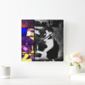 Tuxedo Kittenフォトアートウォールクロック スクエア壁時計 (ホーム)