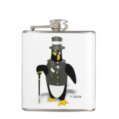 Tuxedo Penguin Groomsmanの結婚オプション日付 フラスク (正面)