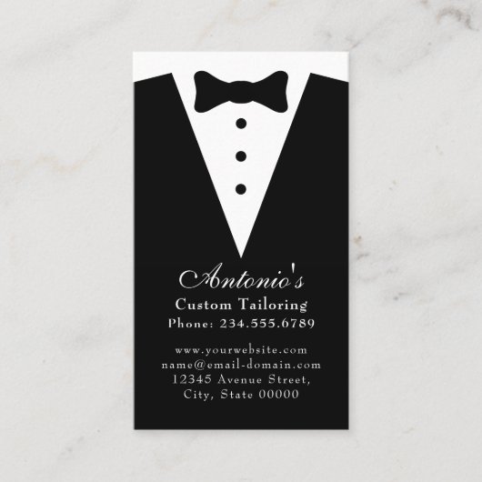 Tuxedo Suit Mens Clothing Modern Black & White 名刺 (正面)