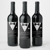 Tuxedo Thank You Groomsman ワインラベル (ボトル)