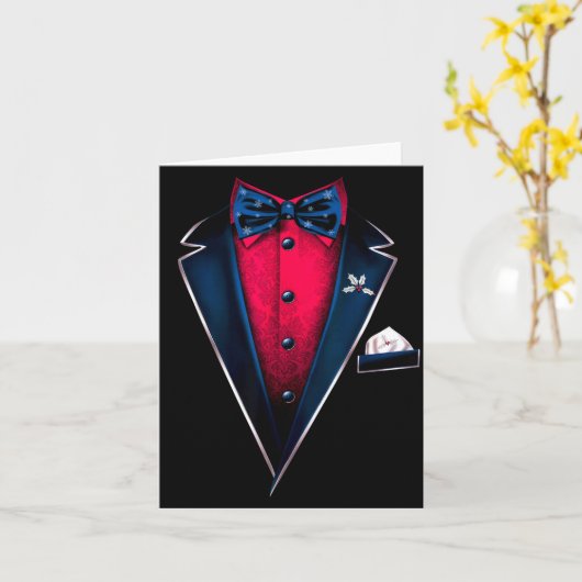 Tuxedo With Bowtie For Christmas And Special Occas カード (黄色い花)