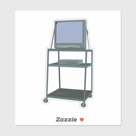 TVおよびVCRカート教室80s 90sおもしろい学校 シール (シート)