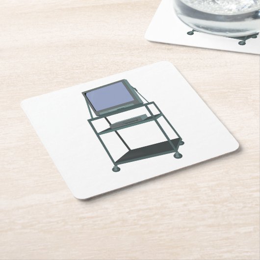 TVおよびVCRカート教室80s 90sおもしろい学校 スクエアペーパーコースター (アングル)