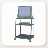 TVおよびVCRカート教室80s 90sおもしろい学校 スクエアペーパーコースター (正面)