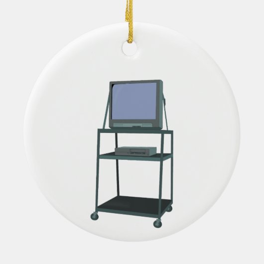 TVおよびVCRカート教室80s 90sおもしろい学校 セラミックオーナメント (裏面)