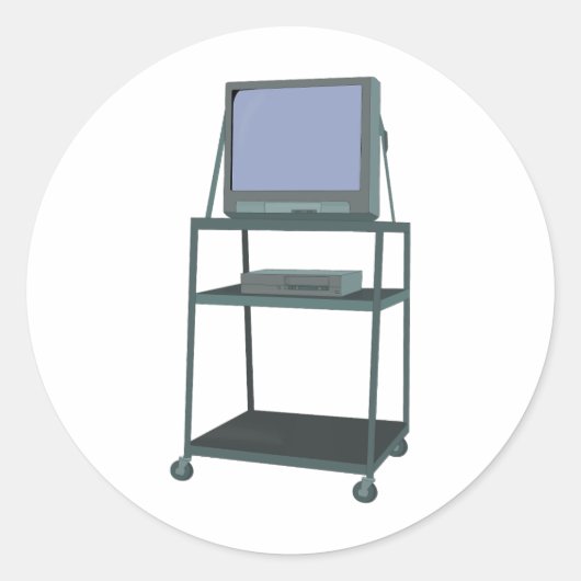 TVおよびVCRカート教室80s 90sおもしろい学校 ラウンドシール (正面)