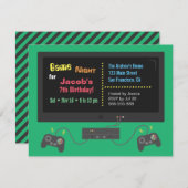 TVのビデオゲーム夜パーティの招待状 招待状 (正面/裏面)