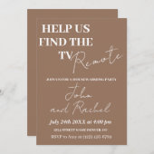 TVの救済リモートおもしろい引っ越し祝いパーティーパーティー 招待状 (正面/裏面)