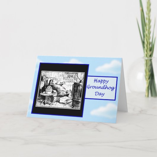 TVを見るgroundhogとの幸せな聖燭節 カード (正面)