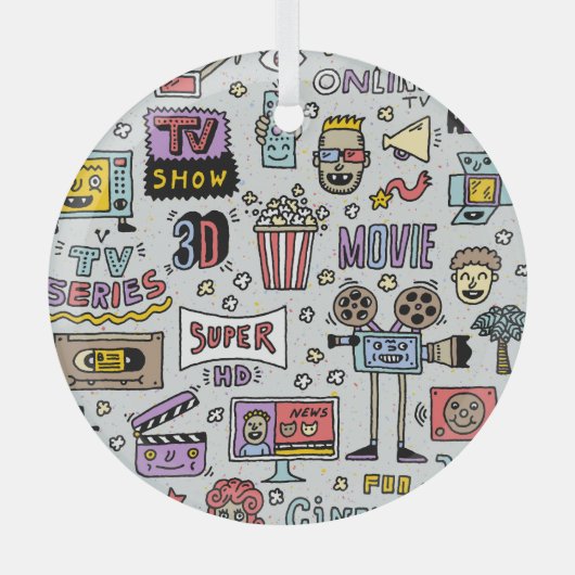 TVシリーズドードルおもしろい:ヴィンテージセット。 ガラスオーナメント (正面)