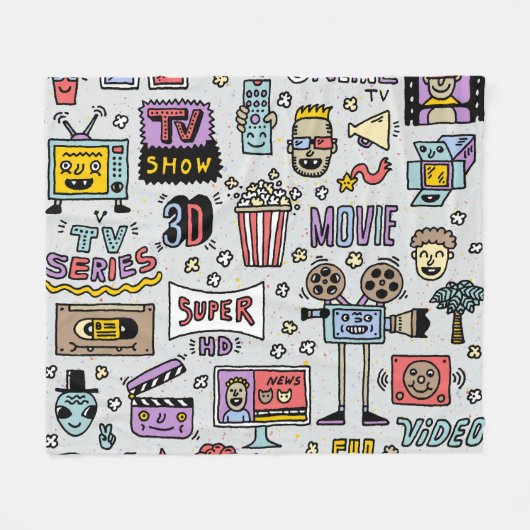 TVシリーズドードルおもしろい:ヴィンテージセット。 フリースブランケット (正面(横))