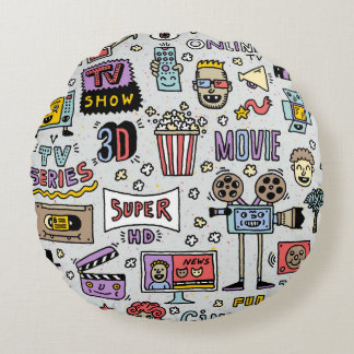 TVシリーズドードルおもしろい:ヴィンテージセット。 ラウンドクッション