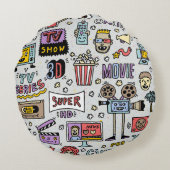 TVシリーズドードルおもしろい:ヴィンテージセット。 ラウンドクッション (裏面)