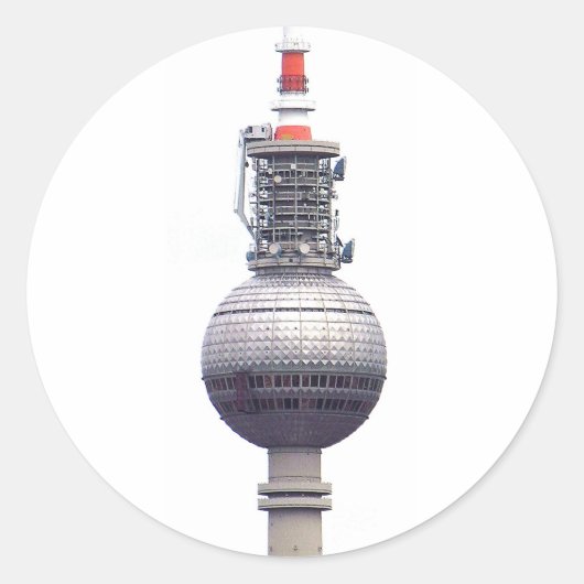 Tvタワー(Fernsehturm)、ベルリン、赤(tv14) ラウンドシール (正面)