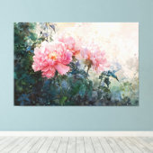 *~* TV2ヴィンテージ絵画のアートウォーター色ピンク牡丹 キャンバスプリント (インサイチュ (ウッドフロア))