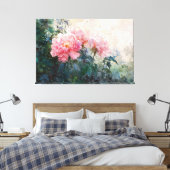 *~* TV2ヴィンテージ絵画のアートウォーター色ピンク牡丹 キャンバスプリント (インサイチュ (寝室))