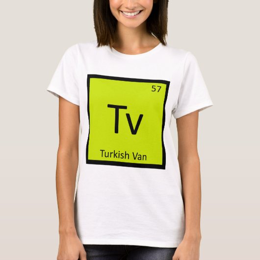 Tv - トルコバン猫 化学元素周期表 tシャツ (正面)