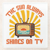 TV-80s音楽トリビュートで太陽が輝く ガラスコースター (正面)