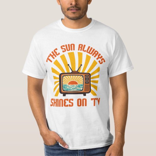 TV-80s音楽トリビュートで太陽が輝く Tシャツ (正面)