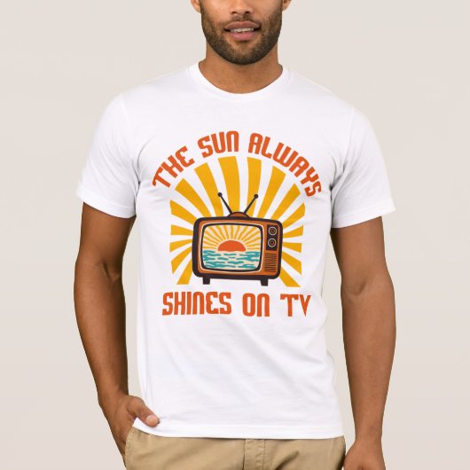 TV-80s音楽トリビュートで太陽が輝く Tシャツ (正面)