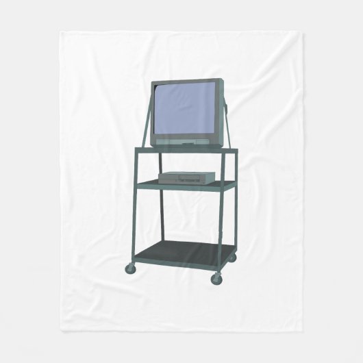TV and VCR cart Classroom 80s 90s Funny School フリースブランケット (正面)