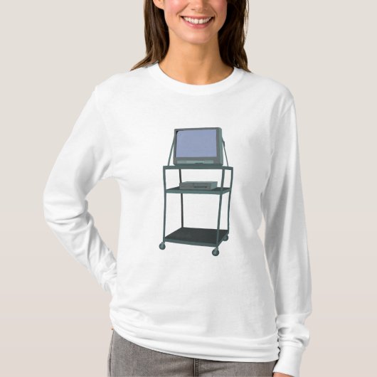 TV and VCR cart Classroom 80s 90s Funny School Tシャツ (正面)
