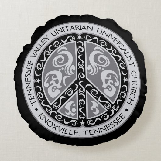 TVUUC平和サイン ラウンドクッション (正面)