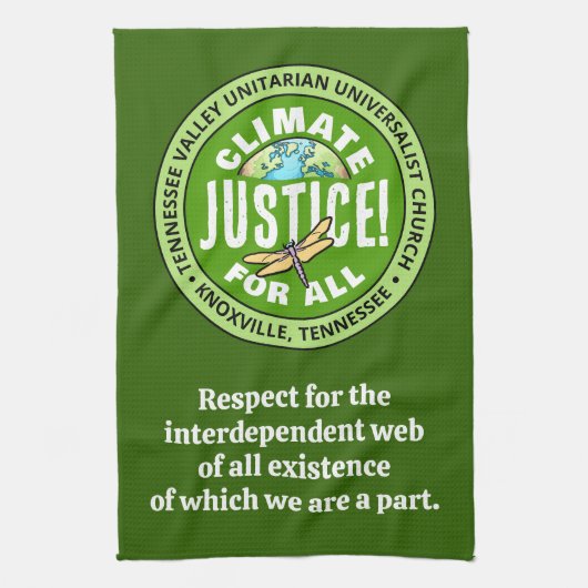 TVUUC Climate Justice!すべて キッチンタオル (縦)