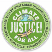 TVUUC Climate Justice!すべて シール (正面)