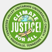 TVUUC Climate Justice!すべて ラウンドシール (正面)