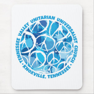 TVUUC Peace Signs in Shades of Blue マウスパッド