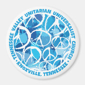 TVUUC Peace Signs in Shades of Blue マグネット (正面)