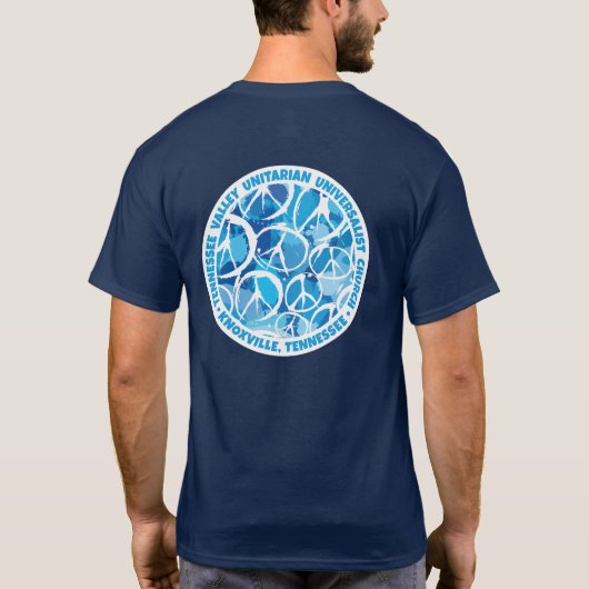 TVUUC Peace Signs in Shades of Blue Tシャツ (裏面)