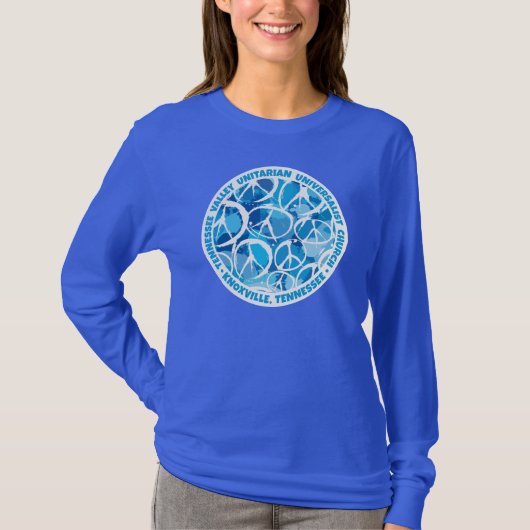 TVUUC Peace Signs in Shades of Blue Tシャツ (正面)