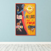 Twaからラスベガスまでの飛んでいるヴィンテージ旅行ポスター キャンバスプリント (インサイチュ (ウッドフロア))