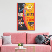 Twaからラスベガスまでの飛んでいるヴィンテージ旅行ポスター キャンバスプリント (インサイチュ (リビング))