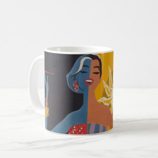 Twaからラスベガスまでの飛んでいるヴィンテージ旅行ポスター コーヒーマグカップ (正面左)