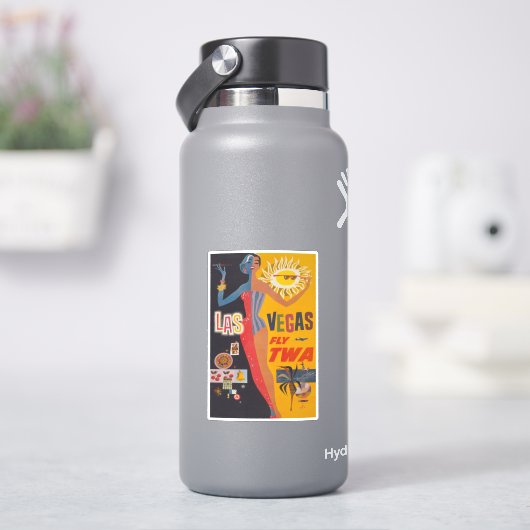 Twaからラスベガスまでの飛んでいるヴィンテージ旅行ポスター シール (HydroFlask)